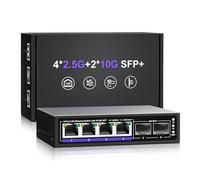Commutateur Ethernet Non géré 6 Ports 2.5Gb, 4 Ports 2.5G Base-T, 2 x 10G SFP +, Compatible avec 100/1000/2500Mbps,Montage Mural/de Bureau Commutateur réseau NICGIGA 2.5 Gbe pour AP sans Fil, NAS, PC