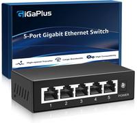 Commutateur Gigabit Ethernet 5 Ports Non géré,répartiteur Ethernet réseau,Montage sur Bureau ou Mural,sans Ventilateur,Plug and Play,boîtier métallique,Mini Corps