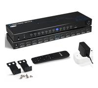 Commutateur HDMI 12 Ports 8 Ports 12 Entrées 1 Sortie - HDMI Switcher avec Télécommande IR, 4K@30Hz Compatible avec Les Ordinateurs Portables, PS5, Xbox, Fire TV, Décodeurs, Moniteurs, Projecteurs