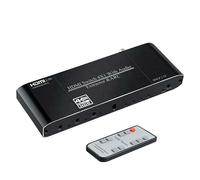 Commutateur HDMI 2.0 4K@60Hz 4 entrées, 1 sortie HDMI, 1 sortie Toslink, 1 sortie coaxiale, 1 sortie G/D 3,5 mm, extracteur audio et ARC, télécommande, HDCP 2.2, noir, HOPE R