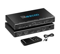 Commutateur HDMI 2.1 4K @ 120 Hz 4 x 1 USB C DP1.4 avec extracteur audio (optique et sortie 3,5 mm) VRR ALLM HDCP 2.3 HDR Dolby Vision/Atmos Audio optique pour PS5, Xbox, jeux, télécommande IR