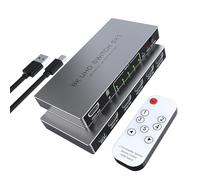 Commutateur HDMI 2.1 8K@60Hz 5 Entrées 1 Sortie Aluminium Support 4K@240Hz HDR10+ HDCP 2.3 CEC 48Gbps, Convertisseur/Sélecteur HDMI 2.1, Compatible avec PS5/4 Xbox Switch Lecteur DVD