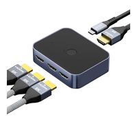 Commutateur HDMI 2.1 Switch 3 Entrées 1 Sortie, 8K 60Hz 4K 120Hz 48Gbps HDMI Switch UHD HDR 3D Compatible avec PS5/Switch/Xbox/Steam Deck/PC/Streaming/HDTV/Moniteur/Projecteur