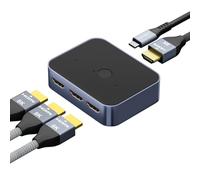 Commutateur HDMI 2.1 Switch 3 Entrées 1 Sortie, 8K 60Hz 4K 120Hz 48Gbps HDMI Switch UHD HDR 3D Compatible avec PS5/Switch/Xbox/Steam Deck/PC/Streaming/HDTV/Moniteur/Projecteur