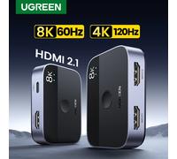 Commutateur HDMI 2.1 UGREEN 8K 60Hz 4K120Hz 2 entrées 1 sortie pour TV Xiaomi Xbox Series X PS5 Moniteur compatible HDMI Commutateur HDMI 8K HDMI 2.1