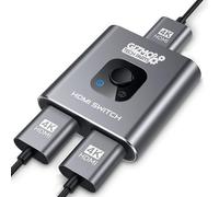 Commutateur HDMI 2 en 1 sortie 4K @ 60 Hz, boîtier de commutation HDMI bidirectionnel - Sélecteur de hub en aluminium pour PS5, Xbox, Nintendo Switch, PC, Fire Stick, Roku Apple TV vers moniteur/TV