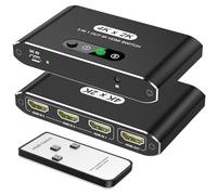 Commutateur HDMI 3 en 1, sélecteur HDMI 4K @ 30 Hz avec télécommande, commutateur HDMI 3 ports, parfait pour vidéo 3D Full HD 4K 1080p Roku Fire TV, lecteurs Blu-ray, Stick Apple PS4/PS5, Xbox