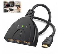 Commutateur HDMI 3 Entrées, Switch HDMI 3 Ports Sélecteur Multiprise Switch 4K Manuel pour TV et Moniteur, Full HD 1080P, 4K, 3D, Transmission Stable et Fiable pour Consoles, Décodeurs