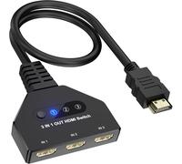 Commutateur Hdmi 3 Ports 4k-3 En 1 Sortie,Prend En Charge La 3d,Hdmi2.0,Hdcp2.2,Compatible Avec Xbox,Roku Stick,Hdtv,Ps4/5,Consoles,Pc