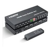 Commutateur HDMI 4 en 1 sortie, 1080p @ 60 Hz 4 ports HDMI avec commutation de cycle de synchronisation sans couture, RS232, télécommande infrarouge, prend en charge optique + extracteur audio 3,5 mm
