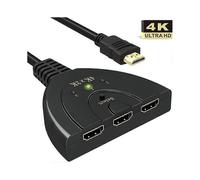 Commutateur HDMI 4K GANA, sélecteur HDMI, commutateur 3 ports, câble répartiteur HDMI, commutateur HDMI