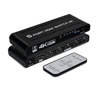 Commutateur HDMI 5 Entrées 1 Sortie, HDMI Switch Automatique avec Telecommande, Prend en Charge 4K@30Hz 3D 1080P pour PS3 PS4 Xbox HDTV PC