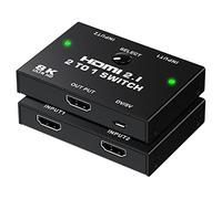 Commutateur HDMI 8K - Tendak Commutateur HDMI 2.1 2 Ports Switch HDMI 2 à 1 Prend en Charge 8K@60Hz 4K@120Hz 3D HDR pour PS5 PS4 Pro Xbox One X Lecteur Blue-Ray HDTV