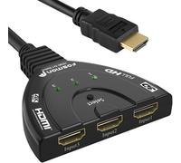 Commutateur HDMI Automatique 4K 3-Port,3x1 Switch HDMI Auto Switcher Répartiteur UHD HDR 3D Full 1080p HDCP,3 Entrées 1 Sortie HDMI Splitter Sélecteur avec Câble pour PS4 Xbox Roku Apple TV