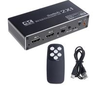 Commutateur HDTV 2 en 1 sortie 4K UHD 120 Hz avec sortie sonore optique et télécommandes Commutateur HDTV avec extracteur de son