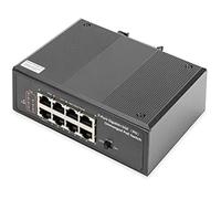 Digitus Commutateur industriel DN-651113 8x RJ45 Gigabit PoE – 1x alim – rail DIN noir