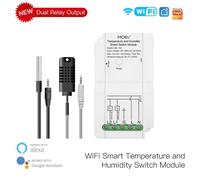 Commutateur intelligent de température et d'humidité, double sortie de relais, capteur intelligent, télécommande, fonctionne avec Alexa Google Smart Life App