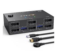 Commutateur KVM 2 PC 2 moniteurs 8K @ 30 Hz 4K @ 144 Hz, commutateur KVM double moniteur DisplayPort pour 2 PC partageant 2 moniteurs et 4 appareils USB3.0 avec câble DP + USB et contrôleur de bureau
