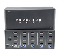 Commutateur KVM 4 moniteurs 4 ordinateurs, commutateur Displayport 8K avec USB 3.0, jack, 4 ordinateurs partagent un ensemble de clavier, souris, compatible Windows/Mac/Linux (Quad Monitor)