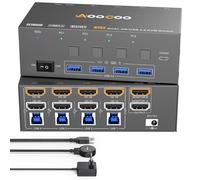 Commutateur Kvm 4 Ordinateurs 2 Écrans 8K À 60 Hz/4K À 144 Hz Double Écran Commutateurs Kvm Hdmi Avec Fonction Edid Télécommande Filaire,Alimentation Et Câble Usb 3.0 Inclus