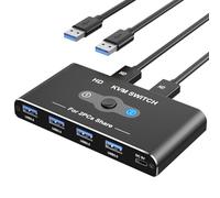 Commutateur KVM 4K60Hz compatible HDTV 4 x USB 3.0 pour une transition facile entre 2 ordinateurs en utilisant 1 écran pour périphériques USB Commutateur compatible HDTV