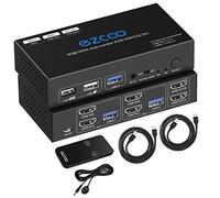 Commutateur KVM 8K 60Hz 4K 120Hz HDMI 2.1 Double moniteur USB 3.0 2 ports avec Hotkey 48Gbps HDCP2.3 2x HDMI Extended Display Partager 2 PC avec un clavier Mous HDR D-olby Vision VRR IR Télécommande