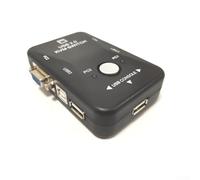 Commutateur KVM compact 2 ordinateurs partagés 1 souris moniteur | Corps en plastique ABS, interrupteur à bouton manuel, finition noire, taille compacte 6 x 5 x 3 cm, construction