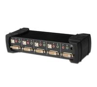 Commutateur KVM DIGITUS DVI + audio + hub USB 2.0, 4x