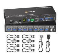 Commutateur KVM Displayport 8 ports 4K @ 60 Hz simulation EDID, commutateur KVM USB 3.0 DP pour 8 ordinateurs partagent 1 moniteur et 4 périphériques USB, commutateurs KVM avec audio RS232