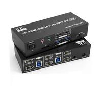 Commutateur KVM double écran 4K120 Hz, 2x2 USB 3.0 DP, 2 entrées, sorties, 8K60, affichage mixte, écrans, ordinateurs, ports SD TF,Fluidité Incroyable(TA202-Dual HDMI)