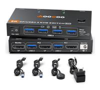 Commutateur KVM DP1.4 2 PC 1 moniteur 8K à 60 Hz/4K à 240 Hz Commutateurs KVM télécommande filaire Câble USB 3.0 inclus