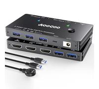 Commutateur KVM HDMI 2.1 8K à 60 Hz, commutateur KVM pour 2 PC et 1 écran avec port USB 3.0, télécommande filaire, câble USB 3.0 inclus