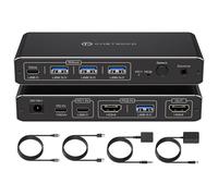 Commutateur Kvm Hdmi 2 Pc 1 Moniteurs 4K@60Hz Usb C Commutateur Kvm Hdmi 2 Ports Pour 1 Ordinateur Portable 1 Bureau Share 1 Moniteur Clavier Souris Disques Durs Imprimante Support Charge 100W Pour