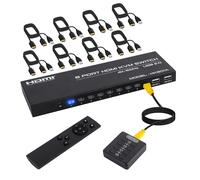 Commutateur Kvm Hdmi 4K@60Hz 8 Ports,Commutateur Kvm Pour 8 Pc Partageant 1 Moniteur,8 Ports Hdmi Et 4 Ports Usb,Avec Télécommande,Contrôleur De Bureau Câblé Et 8 Câbles Kvm