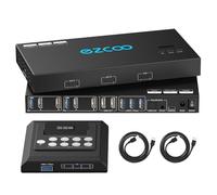 Commutateur KVM HDMI 4K @ 60Hz Dual Monitor USB 3.0 2 moniteurs 2 ordinateurs EDID émulateurs pour 2 PC partagent 2 écrans et 4 ports USB 3.0 SPDIF L/R Audio Copier Mode d'extension, 2 câbles USB et