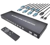Commutateur KVM HDMI 8 ports avec télécommande, sélecteur de commutateur USB pour 8 ordinateurs partageant clavier, souris, imprimante, moniteur HD, prend en charge 4K @ 30 Hz, 8 câbles HDMI KVM 1