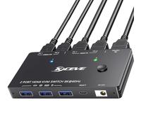 Commutateur KVM HDMI 8K, 1 moniteur, 2 ordinateurs, commutateur KVM 8K @ 60 Hz/4K @ 120 Hz pour 2 ordinateurs partageant 1 moniteur, clavier, souris, avec 2 câbles USB, contrôleur et adaptateur