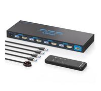 Commutateur KVM HDMI 8K @ 60HZ 4 ordinateurs 1 moniteur USB 3.0 4K120Hz Commutateurs KVM pour 4 PC Partager 1 moniteur, clavier, souris, imprimante, etc., avec contrôleur et 4 câbles USB