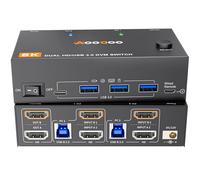 Commutateur Kvm Hdmi 8K60Hz 2 Pc 2 Moniteurs 4K120Hz Usb 3.0 Commutateurs Kvm Avec 4 Ports Usb Pour Deux Ordinateurs Double Écran,Télécommande Par Câble Et Câble Usb Inclus