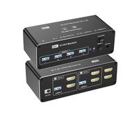 Commutateur KVM pour 2 Écrans et 2 Ordinateurs, Compatible , Commutateur USB 3.0 pour le Partage D'Écran Entre 2 PC, Mode Étendu Pris en Charge