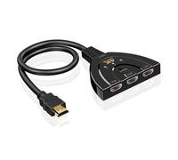 Commutateur KVM, Répartiteur KVM compatible HMI 4K 2K 3D, 3 entrées 1 sortie, Mini commutateur vidéo à 3 ports Hub 1080P for DVD HDTV PS4