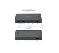 StarTech.com Switch KVM Hybride 2 Ports USB-A + HDMI & USB-C - Écran Unique HDMI 2.0 4K 60Hz - Commutateur KVM Compact HDMI Desktop et/ou Laptop - Alimenté par Bus USB - Compatible Thunderbolt 3