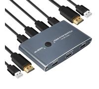 Commutateur KVM Switch HDMI 4K 60 Hz, HDMI KVM Switch en Aluminium pour brancher 2 PC sur 1 écran HD et clavier, souris, imprimante, disque U