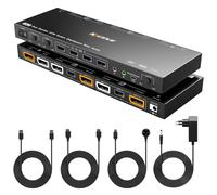 Commutateur Kvm Usb 3.0 2 Pc 2 Moniteurs,Port D'Affichage,Modes De Commutation Usb 3.0 Pour Double Écran,Commutateur Kvm,Displayport,4K @ 144 Hz,Clavier Souris,Avec Extracteur De