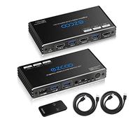 Commutateur KVM USB 3.0 HDMI 2 Ports avec Hotkey 4K 60Hz Partage de 2 Ordinateurs avec un Clavier Souris HDR D-olby Vision HDCP2.2 Télécommande Clavier Sans Fil USB 3.0 Câble x2