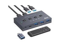 Commutateur KVM USB 3.2, Adaptateur de Contrôleur Partagé, Débit de 10 Gbit/S, Compatible avec Ordinateur Portable, Souris, Clavier et Partage de 4