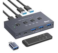 Commutateur KVM USB 3.2, Adaptateur de contrôleur partagé, Prise en Charge du taux de 10 Gbit/s, pour Ordinateur Portable, Souris, Clavier, Partage de 4 Ports USB compatibles avec