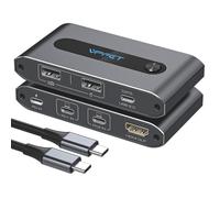 Commutateur KVM USB C 1 moniteur 2 ordinateurs 4K @ 60 Hz Commutateurs KVM pour 2 ordinateurs partage 1 moniteur clavier souris