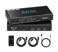 Commutateur Kvm Usb-C 4K@120Hz Hdmi2.1 2 Ordinateurs Portables Avec 2 Ports Usb 2.0 L/R Mic Out Share 1 Moniteurs,Clavier,Souris,Disque Dur,Imprimante Avec Bloc D'Alimentation Pd100W,2