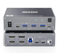 Commutateur KVM USB C 4K à 60 Hz, commutateur KVM double écran pour 1 PC et 1 ordinateur portable avec 4 ports USB 3.0, alimentation PD, télécommande filaire, câble USB inclus